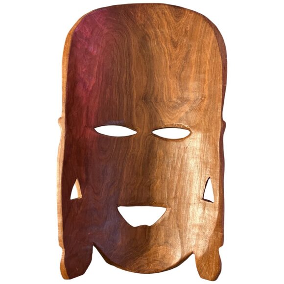 Vtg AFRICAN Hand-Carved Solid Wood Mask Tribal Art 13" high x 7" wide x 3.5 deep - Picture 2 of 12